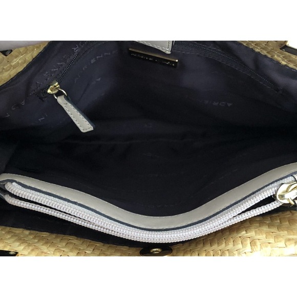 ADRIENNE VITTADINI BROWN HOBO WOVEN TOTE ￼STRAW Shoulder Handbag Purse - Picture 9 of 9